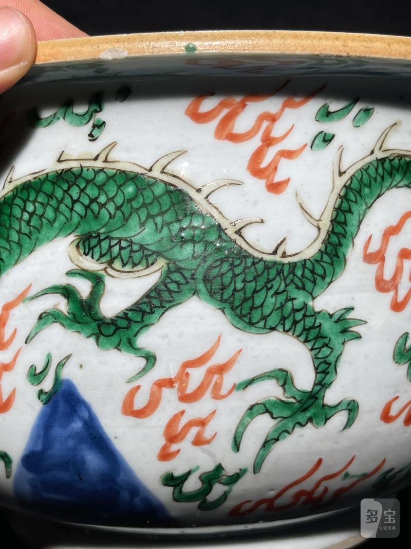 清康熙 青花五彩龙纹香炉 - 图6